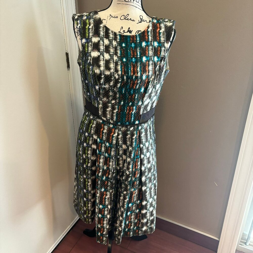 Etcetera sleeveless silk blend abstract geometric dress